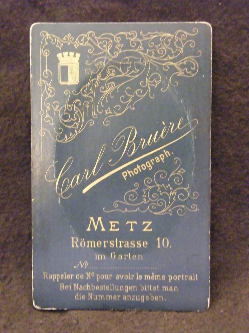 "Photographie CDV Homme Carl Bruère Metz XIX ème Siècle" — view 2 of 2