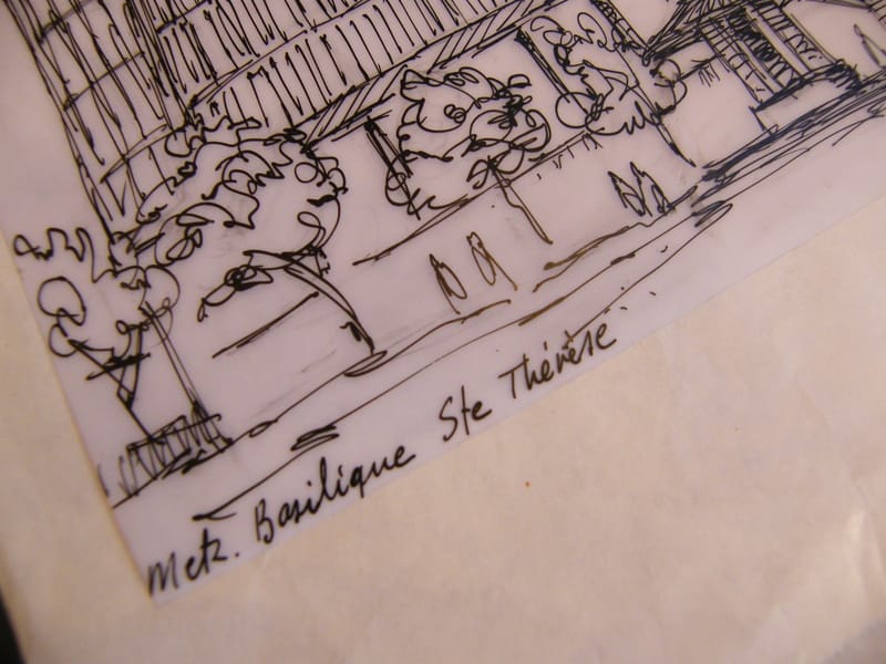 "Encre de Chine sur calque Metz Basilique Ste Thérèse André Simon 1926-2014" — vue 2