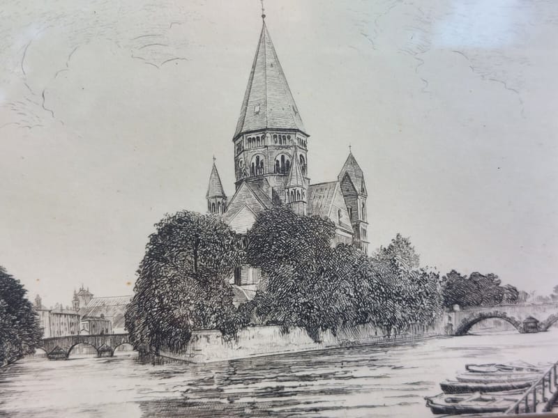 Metz Le Temple Eau Forte Années 30 — vue 4