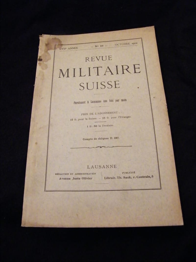 "Revue militaire Suisse N°10 Octobre 1912"