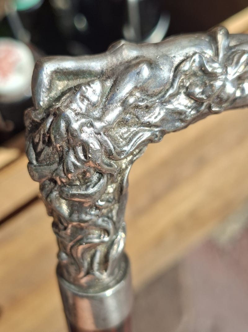 Canne Bronze Argenté Femme Nue Art Nouveau Walking Stick Nude Women Jugendstil — vue 6