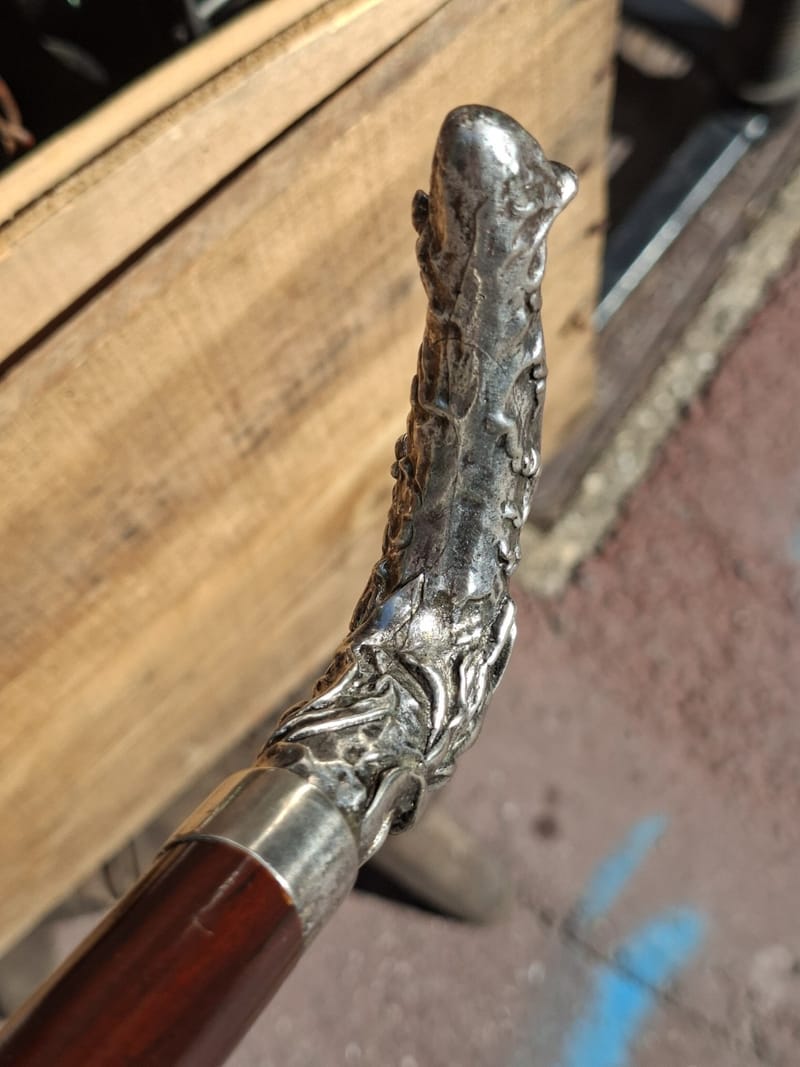 Canne Bronze Argenté Femme Nue Art Nouveau Walking Stick Nude Women Jugendstil — vue 8