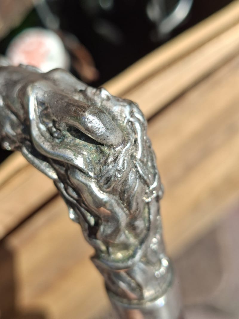 Canne Bronze Argenté Femme Nue Art Nouveau Walking Stick Nude Women Jugendstil — vue 5