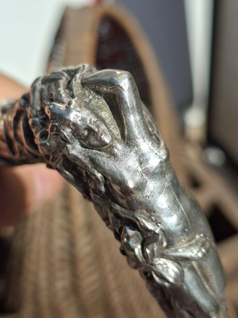 Canne Bronze Argenté Femme Nue Art Nouveau Walking Stick Nude Women Jugendstil