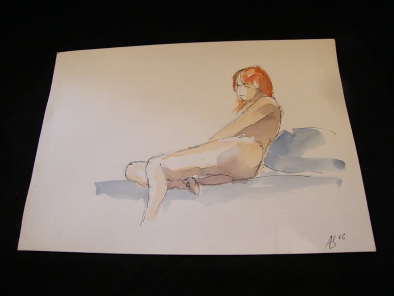 Aquarelle Nu femme André Simon 1926-2014 Artiste Lorrain 2002