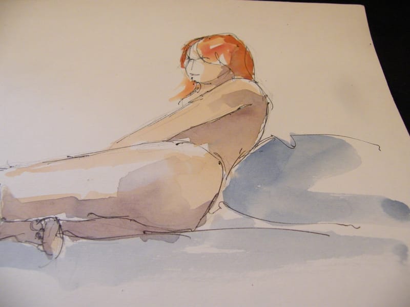 Aquarelle Nu femme André Simon 1926-2014 Artiste Lorrain 2002 — vue 2