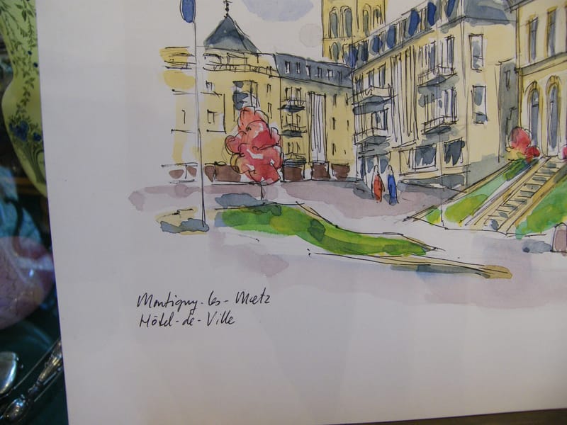 Aquarelle Montigny les Metz Mairie A Simon 1926-2014 1998 Artiste Lorrain — vue 2