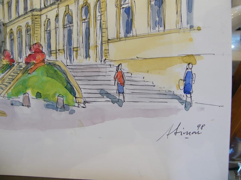 Aquarelle Montigny les Metz Mairie A Simon 1926-2014 1998 Artiste Lorrain — vue 3