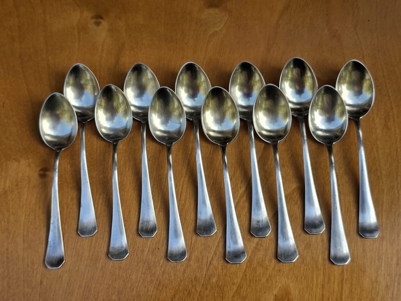 Argent Massif Cuillères Moka Art Déco 800 WTB Silver Silber
