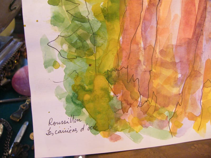 Roussillon Carrières d'Ocre André Simon 1926-2014 1992 Artiste Lorrain Aquarelle — vue 2