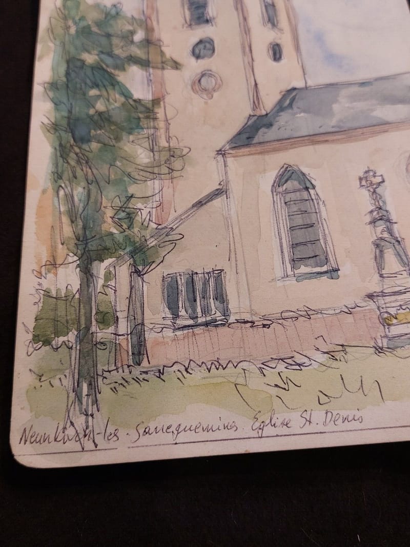 Neunkirch Sarreguemines André Simon 1926-2014 Artiste Lorrain 1997 Aquarelle — vue 2