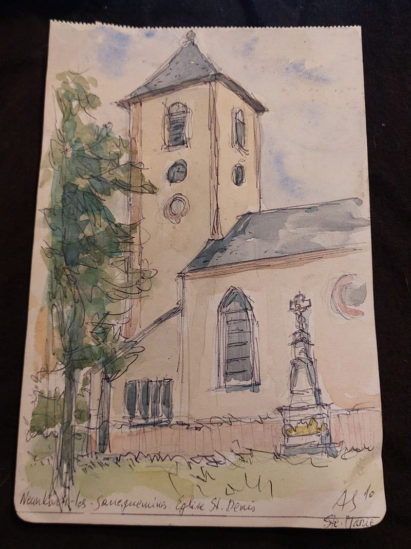 Neunkirch Sarreguemines André Simon 1926-2014 Artiste Lorrain 1997 Aquarelle