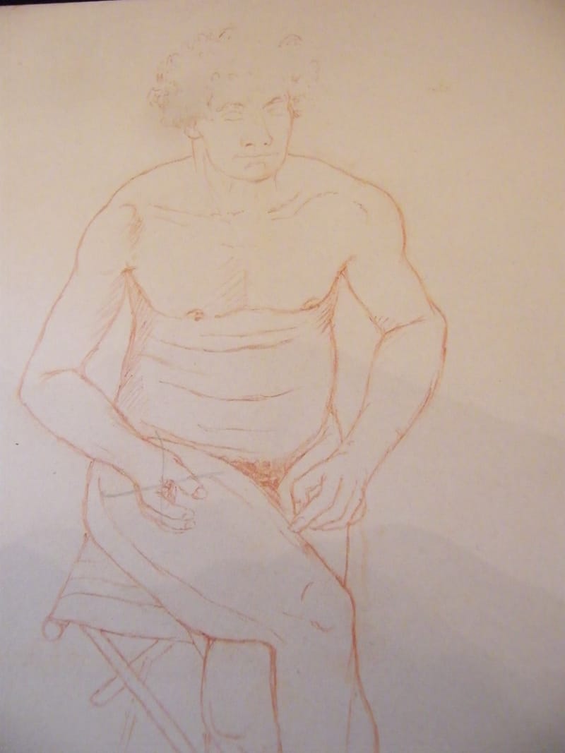 Auto Portrait André Simon 1926-2014 1948 Artiste Lorrain Dessin Etude — vue 2