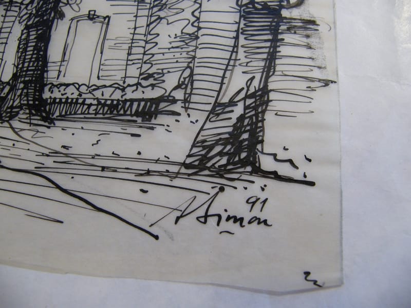 Montigny Château Courcelles André Simon 1926-2014 Encre de Chine sur calque — vue 3