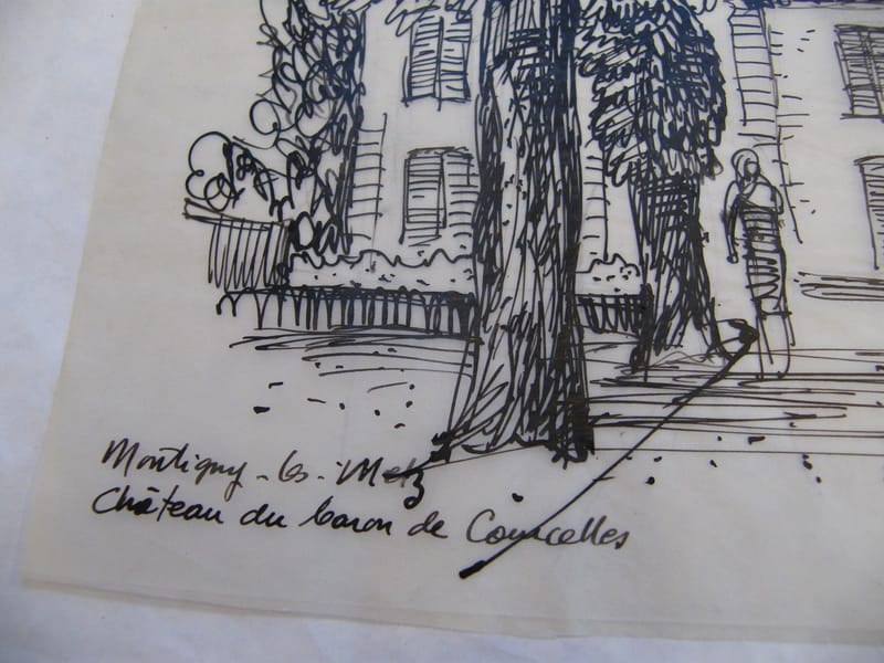 Montigny Château Courcelles André Simon 1926-2014 Encre de Chine sur calque — vue 2