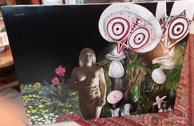 Delcol Postmodernisme Africaniste Huile sur Toile Erotique Roland Delcol Belge