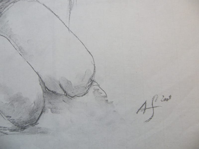 Etude de nu à genoux André Simon 1926-2014 2001 Artiste Lorrain Fusain — vue 2
