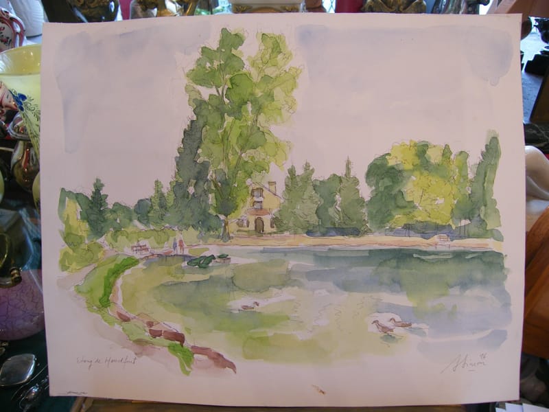 Etang de Hosselfurt A Simon 1926-2014 1996 Artiste Lorrain Aquarelle