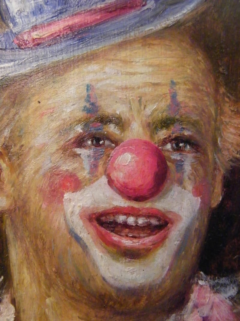 Achille Zavatta Clown Huile sur Isorel Jean Baptiste Fournier Né en 1959 — vue 4
