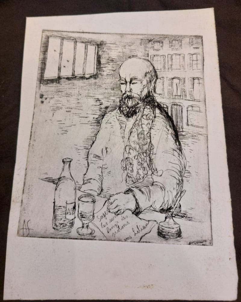 Eau Forte Paul Verlaine André Simon Artiste Lorrain Metz
