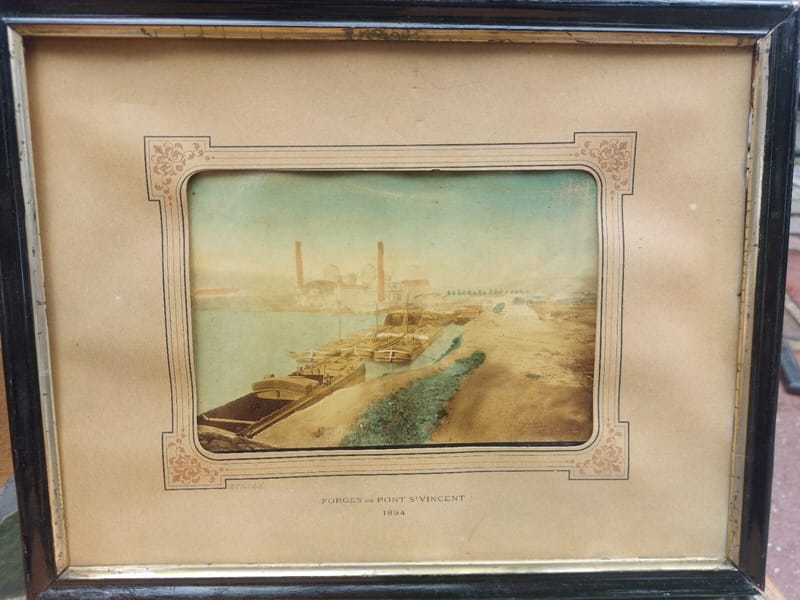 Forges Pont Saint Vincent 1894 Photographie Péniches Industrie — vue 2