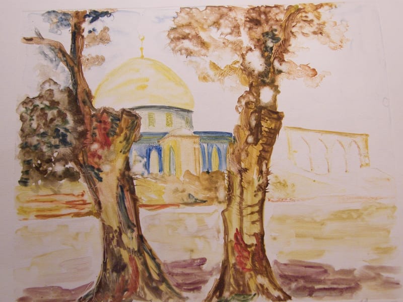 Jérusalem André Simon 1926-2014 Artiste Lorrain 1988 Eau Forte Aquarellée — vue 2