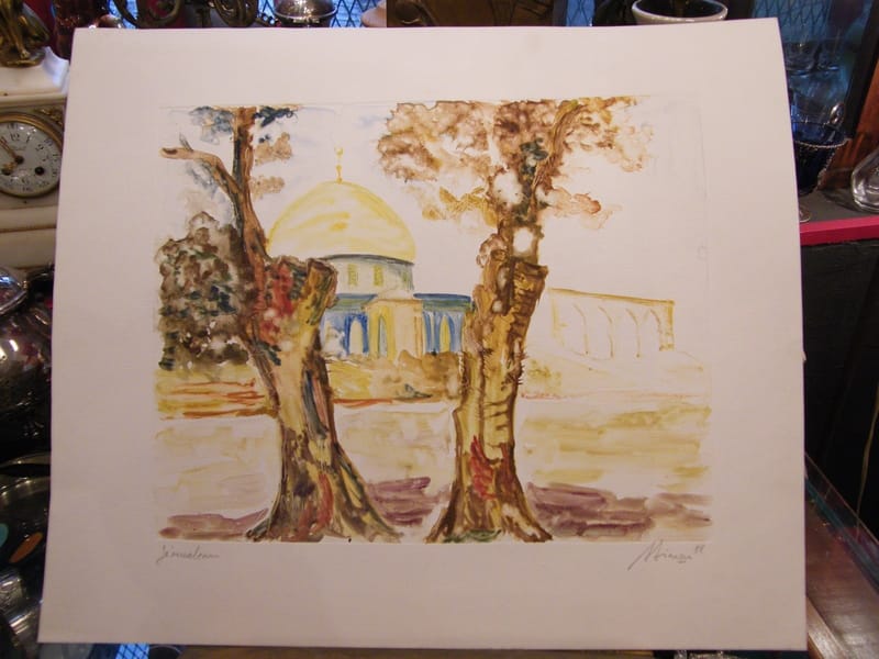 Jérusalem André Simon 1926-2014 Artiste Lorrain 1988 Eau Forte Aquarellée