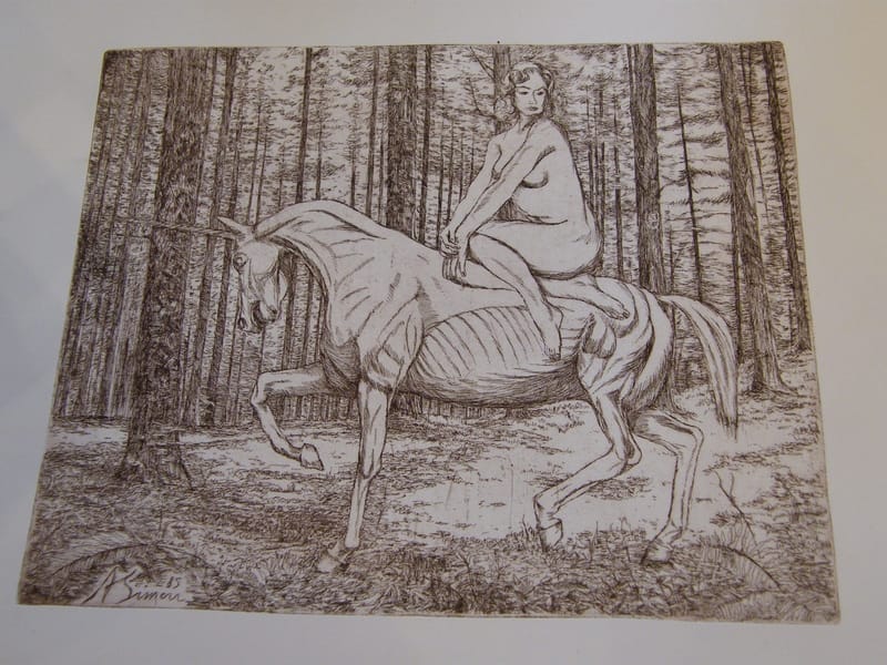 Licorne A Simon (1926-2014) Artiste Lorrain 1985 Eau Forte