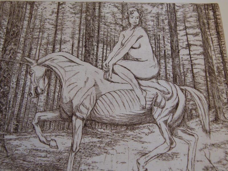 Licorne A Simon (1926-2014) Artiste Lorrain 1985 Eau Forte — vue 2