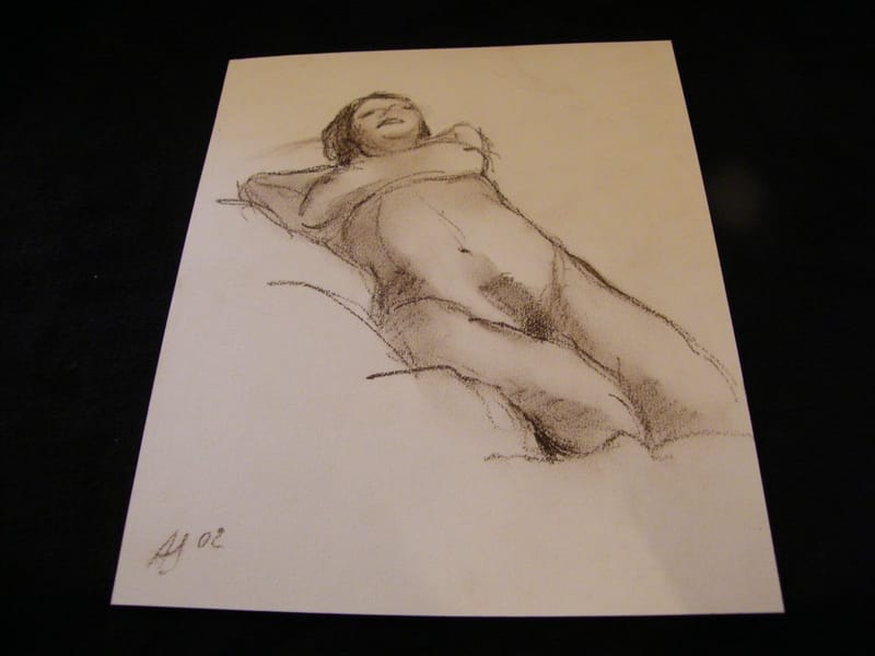Femme Nue Allongée André Simon 1926-2014 Artiste Lorrain 2002 Fusain