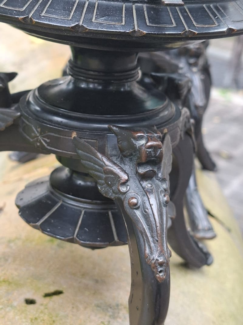 Paire Cache Pots Porcelaine Peinte XIX ème siècle Oiseaux Bois Bronze — vue 16