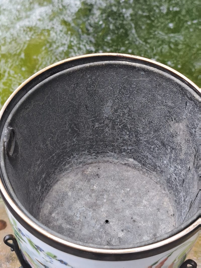Paire Cache Pots Porcelaine Peinte XIX ème siècle Oiseaux Bois Bronze — vue 12