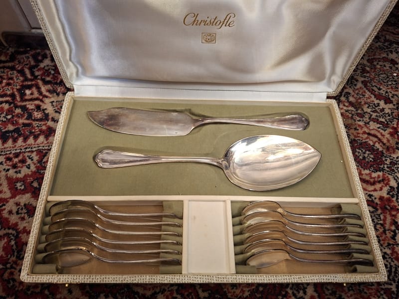 Christofle Spatours Cuillères Glace Service Argent Plaqué