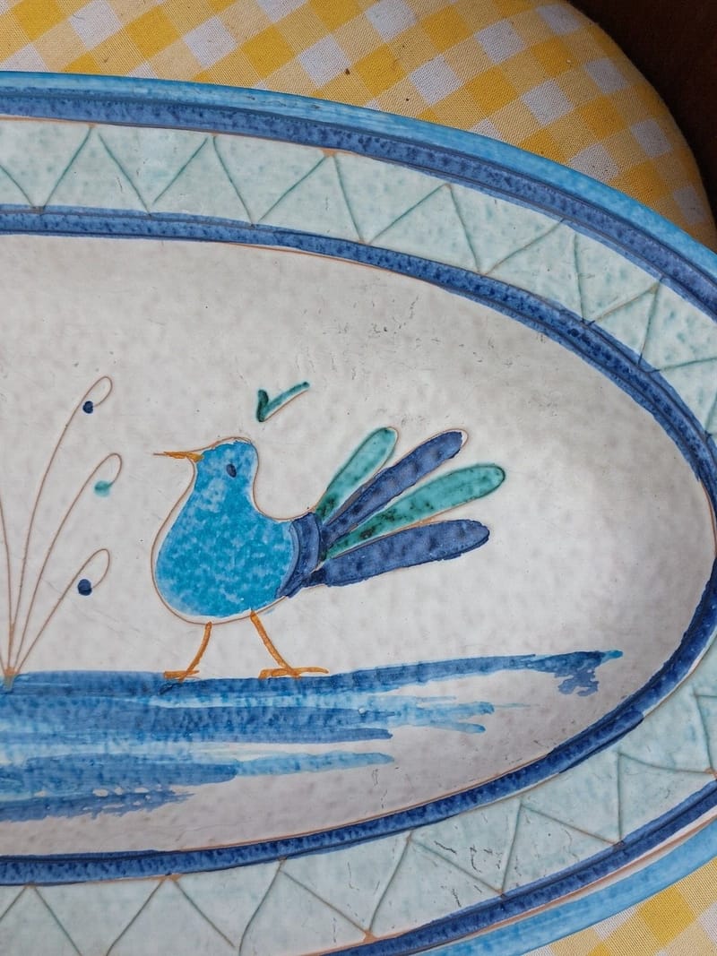 Plat Céramique Oiseaux Années 60 Ovale — vue 2