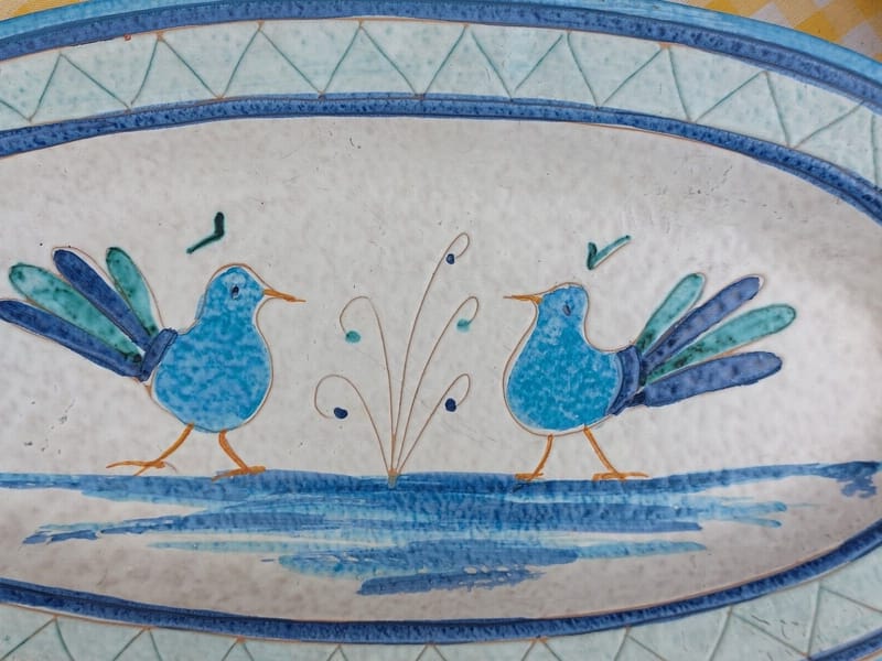Plat Céramique Oiseaux Années 60 Ovale — vue 4