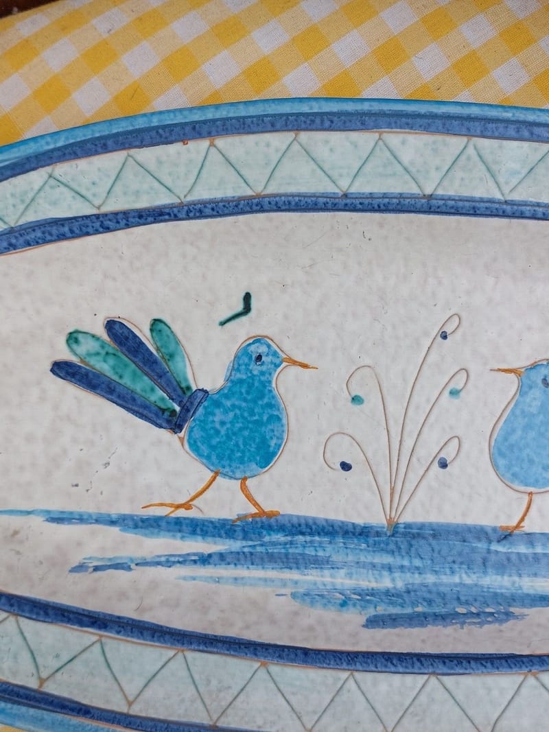 Plat Céramique Oiseaux Années 60 Ovale — vue 3