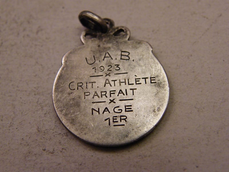 "Médaille Argent Critérium d'Athlète Parfait 1923 UAB Nage 1er" — vue 2