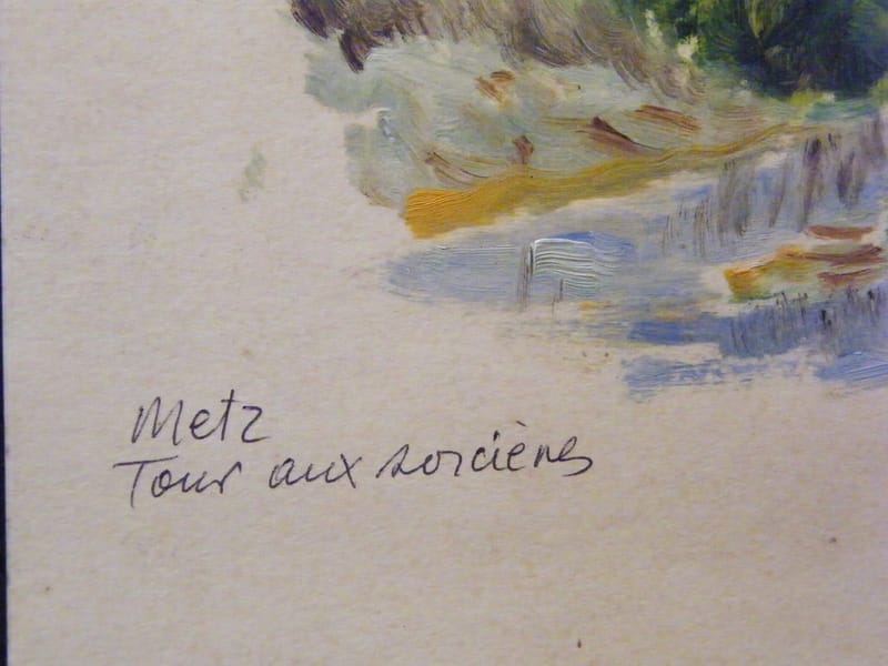 Metz Tour aux Sorcières A Simon 1926-2014 1948 Artiste Lorrain Huile sur Papier — vue 3