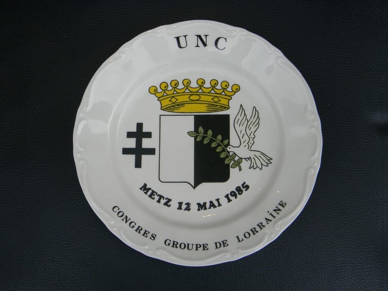 Assiette UNC Metz 12 Mai 1985 Congrès Groupe de Lorraine