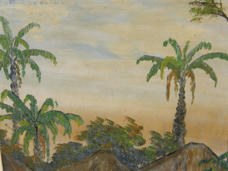 Jos Toumba Art Naif Huile sur Isorel Village Africain Années 60 — vue 4