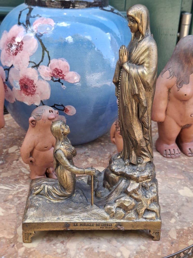 Régule Miracle Cierge Marie Statuette Musicale Ave Maria Richir Signé
