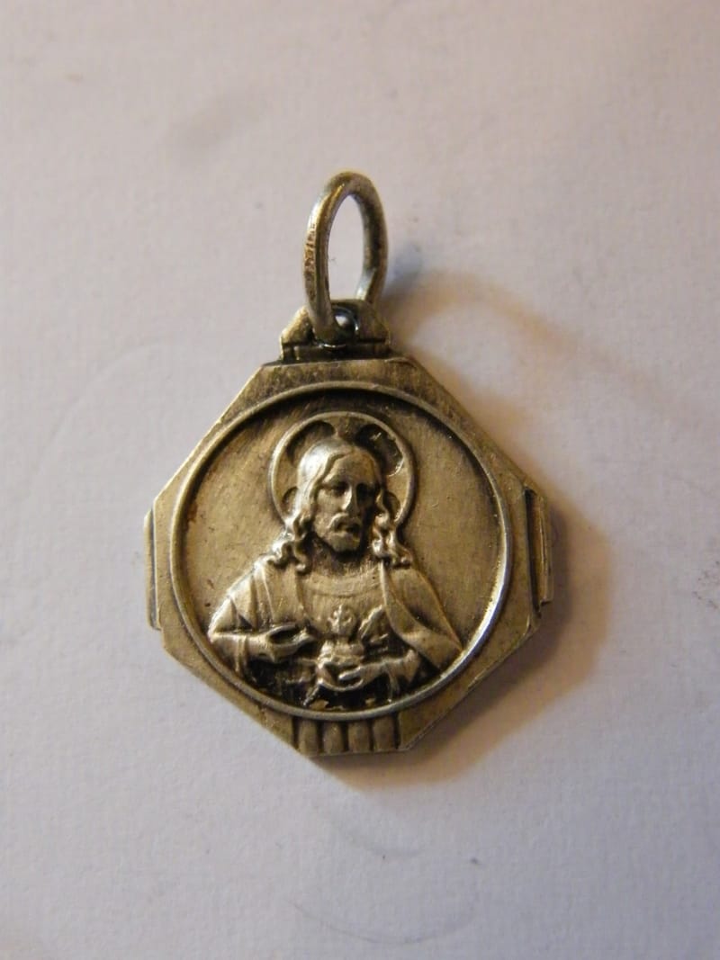 Médaille Pendentif Vierge Jesus France en Argent Plaqué Silver Silber"