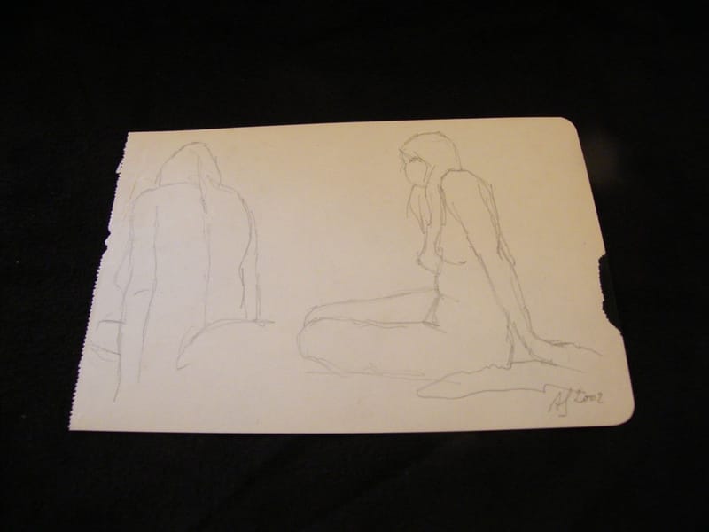 Femme Nue de dos  André Simon 1926-2014 Artiste Lorrain 2002 Esquisse Crayon