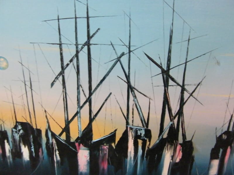 Luiggi Huile Toile Signée J Luiggi Bateaux Deux Terres Années 70 — vue 2