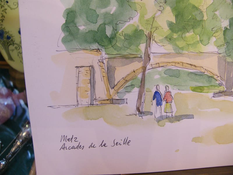 "Aquarelle Metz Arcades de la Seille A Simon 1926-2014 1999 Artiste Lorrain" — vue 2