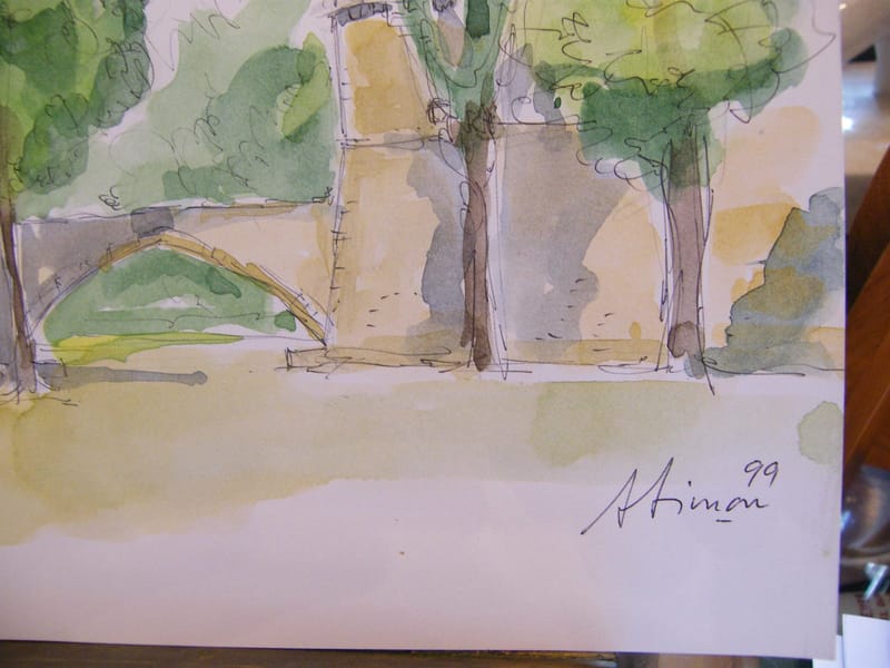 "Aquarelle Metz Arcades de la Seille A Simon 1926-2014 1999 Artiste Lorrain" — vue 3