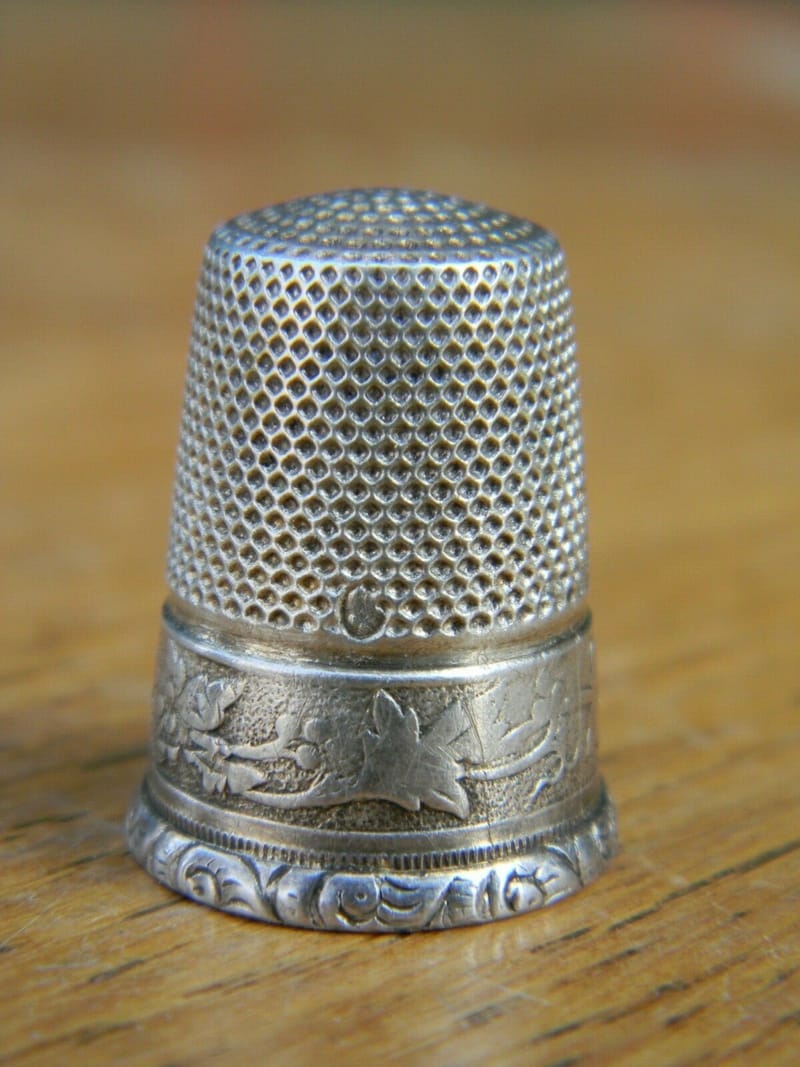 Argent Massif Dé Coudre Tête de Sanglier Silver Silber Thimble