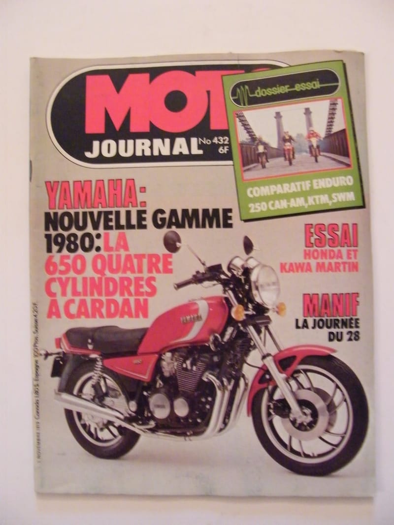 "Moto Journal Novembre 1979 N°432 Yamaha 650 250 CAN AM KTM SWM"