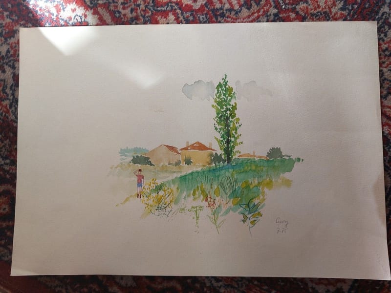 Cuvry A.Simon 1926-2014 1975 Artiste Lorrain Aquarelle