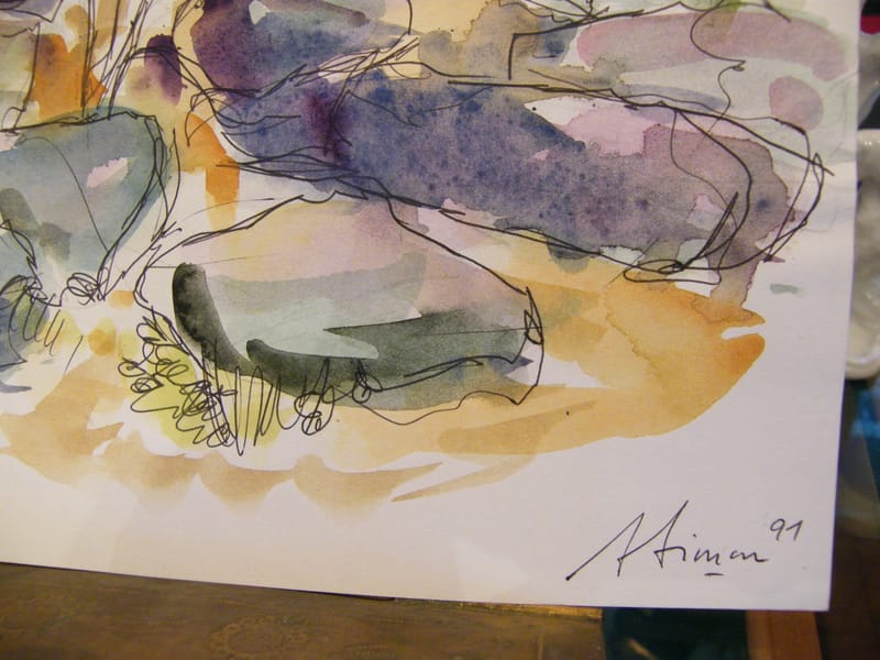 Mont St Odile Mur des paiens  A Simon 1926-2014 1991 Artiste Lorrain Aquarelle — vue 3